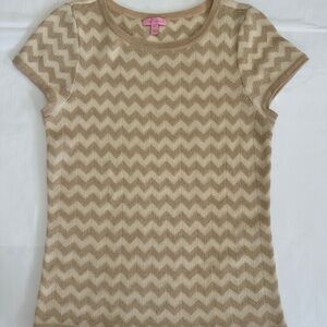 Lilly Pulitzer S/S  Merino Wool Chevron Pattern Shimmer Sweater XL